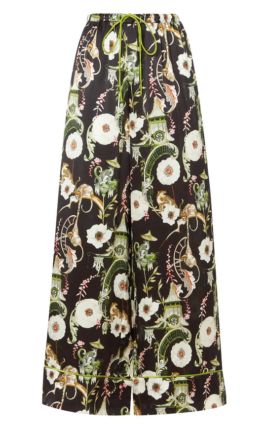 Aphrodite Long Pyjama Bottoms - Black & Dark Euphoria