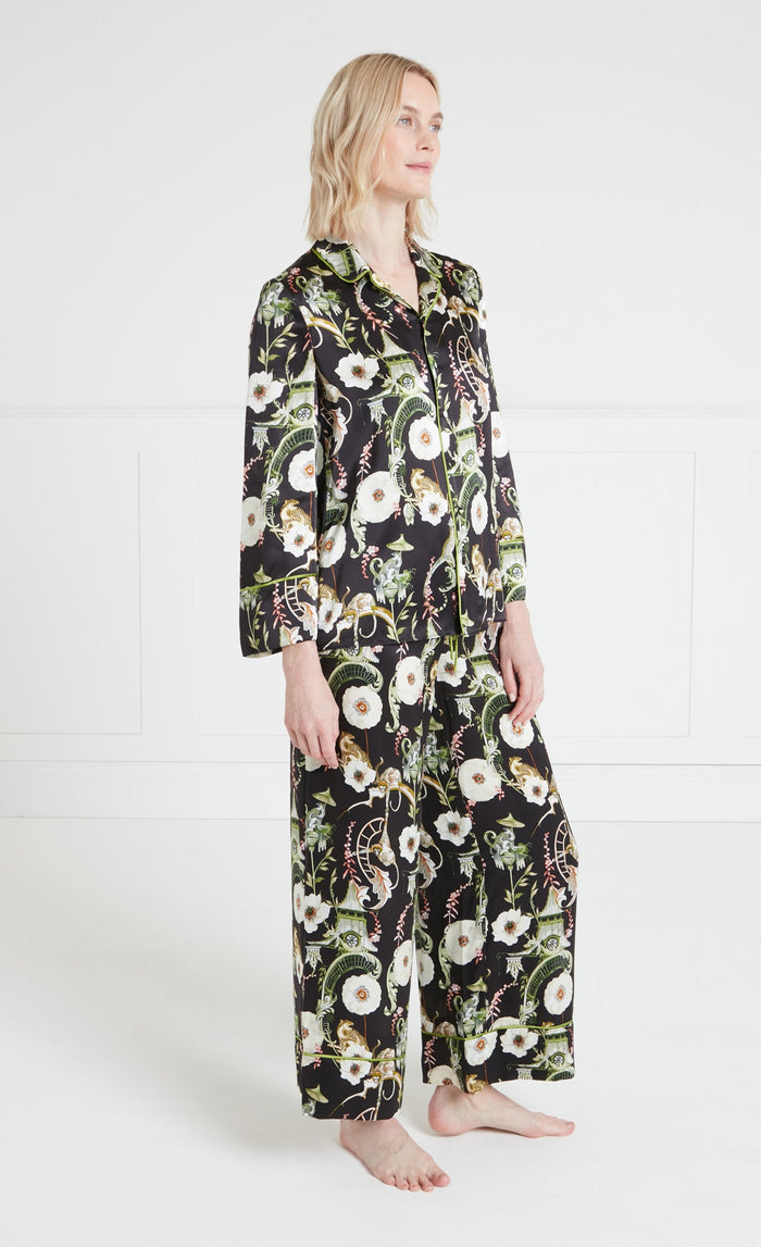 Aphrodite Long Pyjama Bottoms - Black & Dark Euphoria