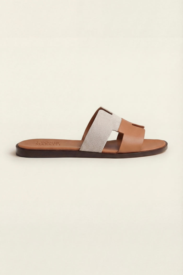 Arezzo Leather Sandal Beige & Tan