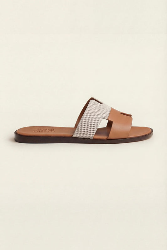 Arezzo Leather Sandal Beige & Tan
