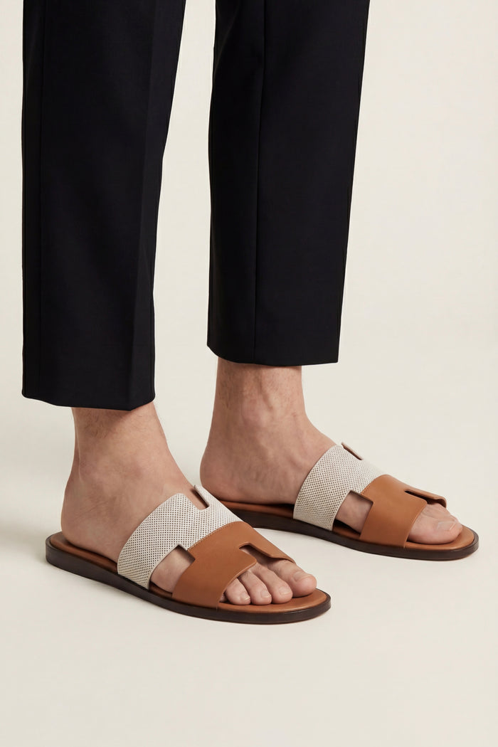 Arezzo Leather Sandal Beige & Tan