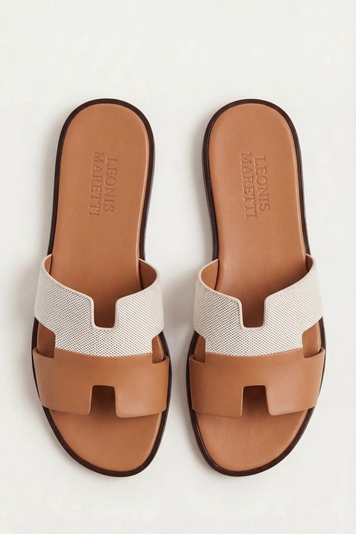 Arezzo Leather Sandal Beige & Tan