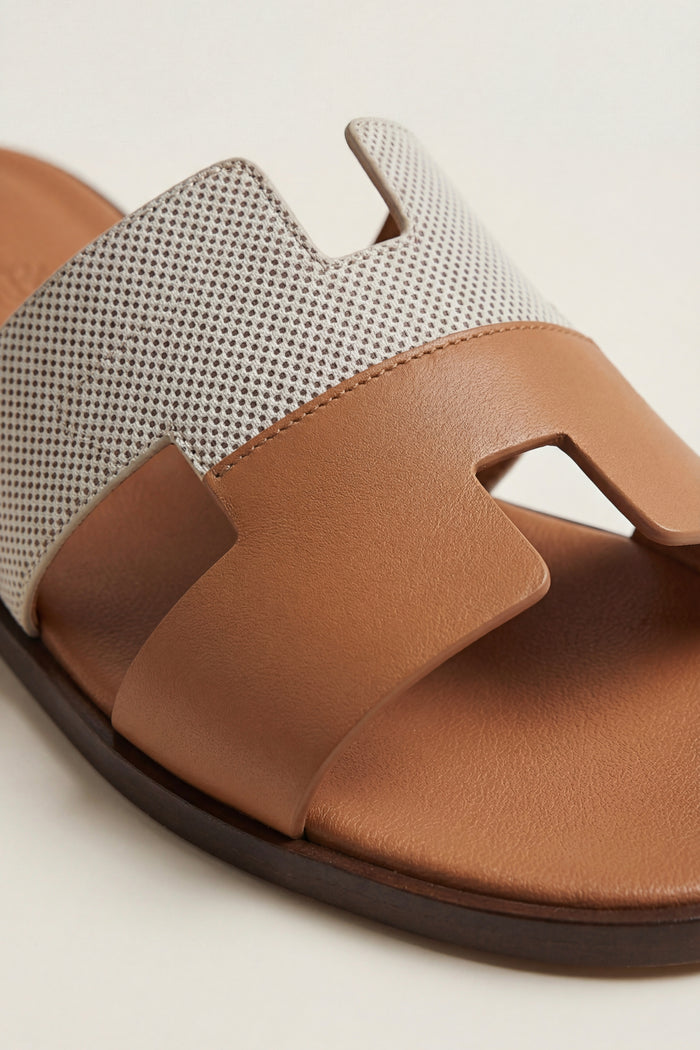 Arezzo Leather Sandal Beige & Tan
