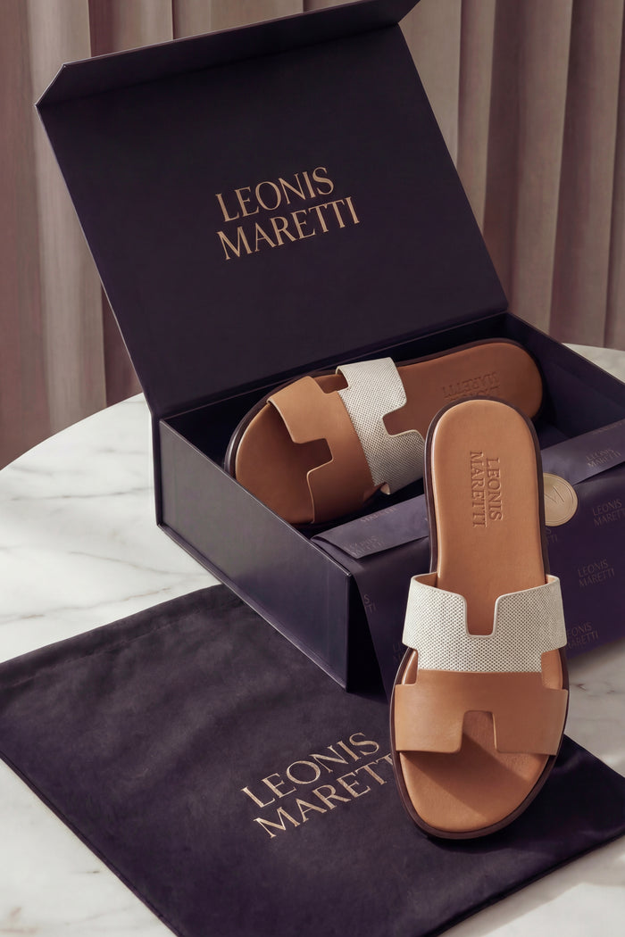 Arezzo Leather Sandal Beige & Tan