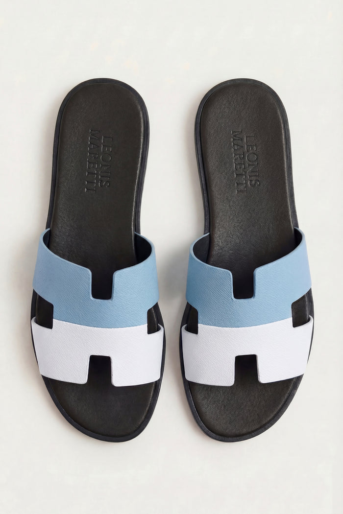 Arezzo Leather Sandal Blue & White