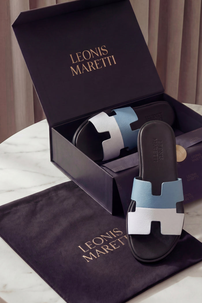 Arezzo Leather Sandal Blue & White