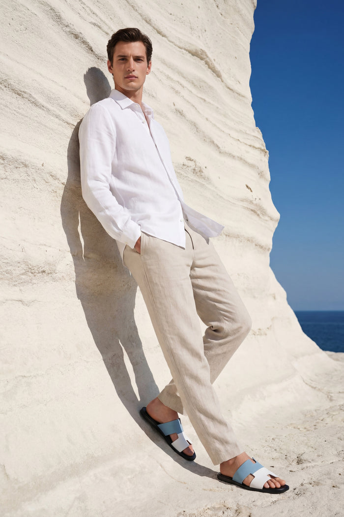 Arezzo Leather Sandal Blue & White