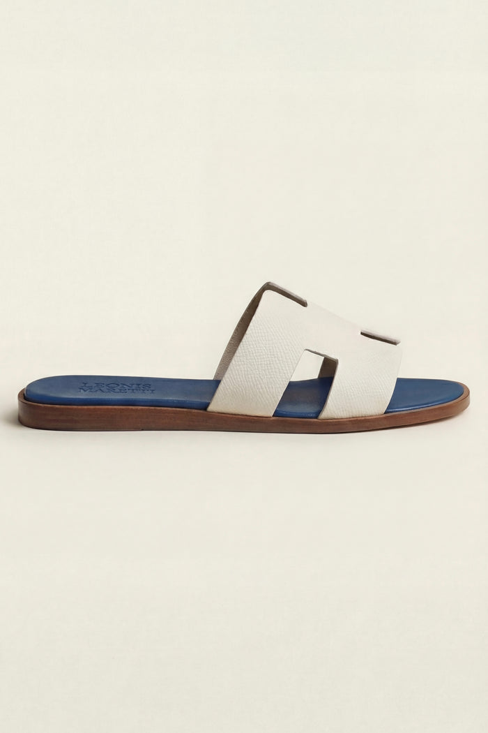 Arezzo Leather Sandal Ivory & Blue
