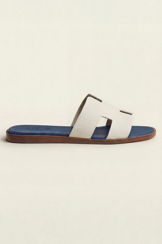 Arezzo Leather Sandal Ivory & Blue