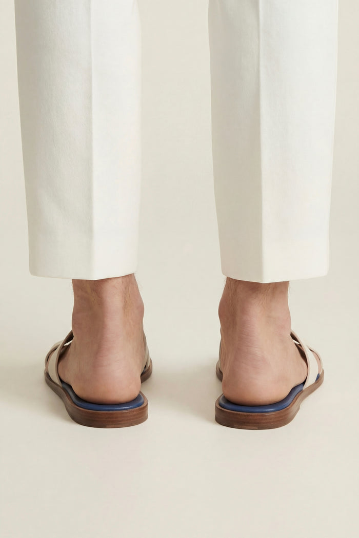 Arezzo Leather Sandal Ivory & Blue