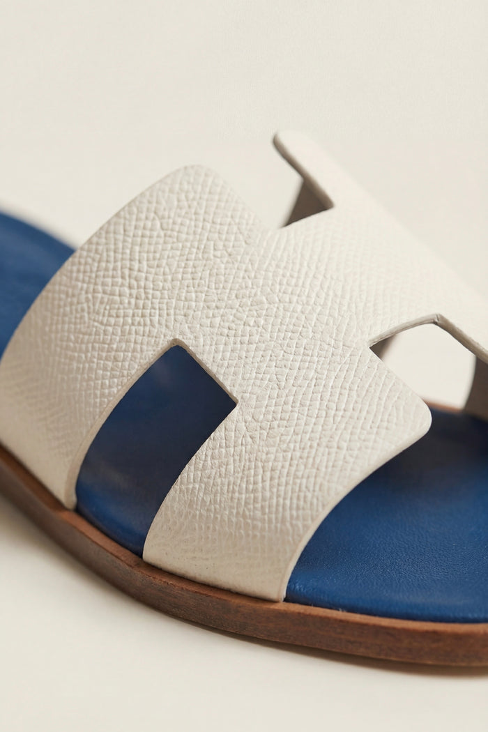 Arezzo Leather Sandal Ivory & Blue