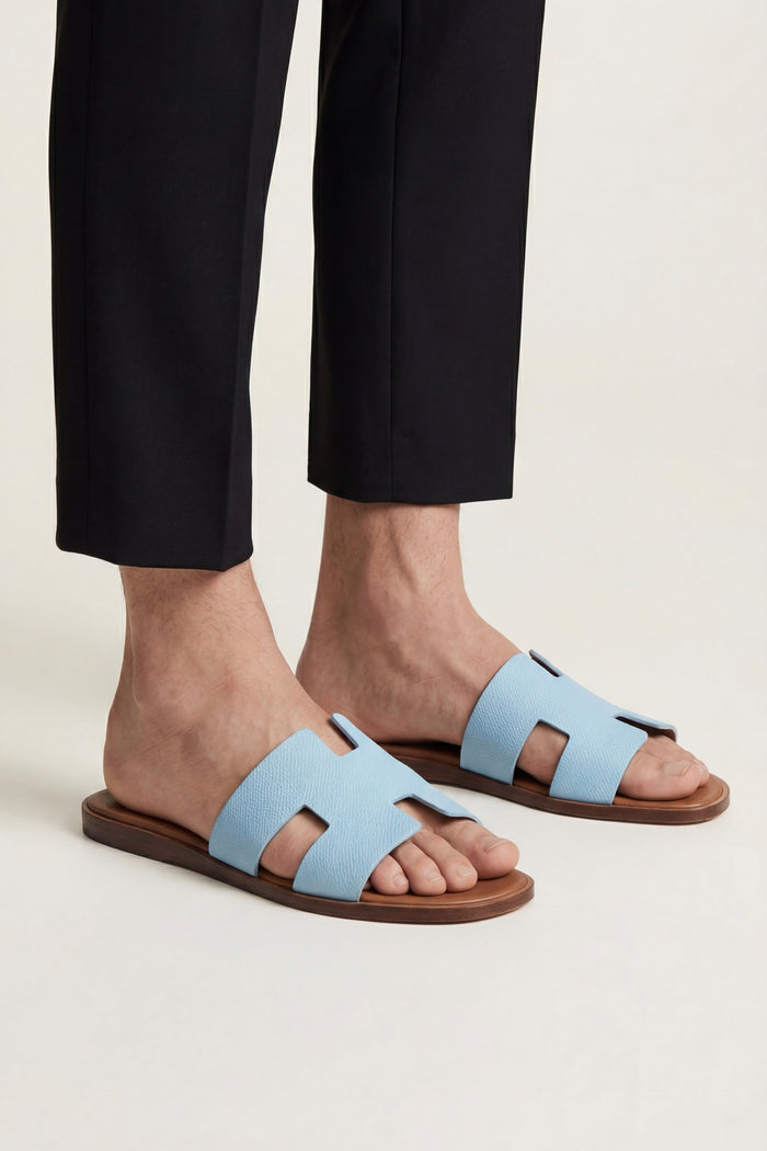 Arezzo Leather Sandal Sky Blue