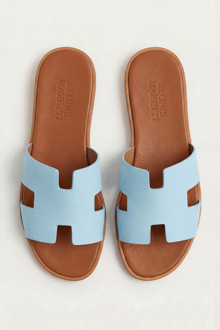 Arezzo Leather Sandal Sky Blue