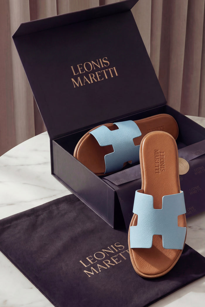 Arezzo Leather Sandal Sky Blue
