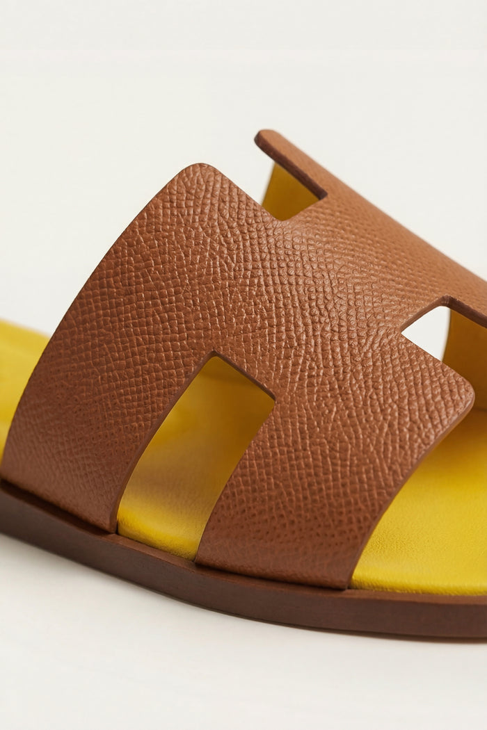 Arezzo Leather Sandal Tan & Yellow