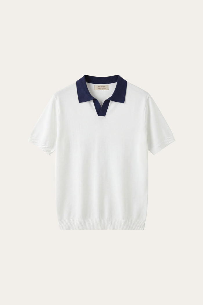 Asti Lapel Knit Polo White