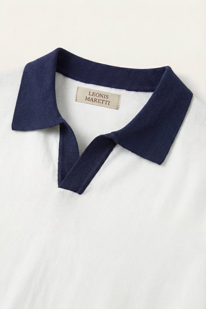Asti Lapel Knit Polo White