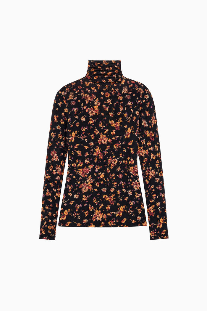 Aurelia Long Sleeve Jersey Top - Noir Floral