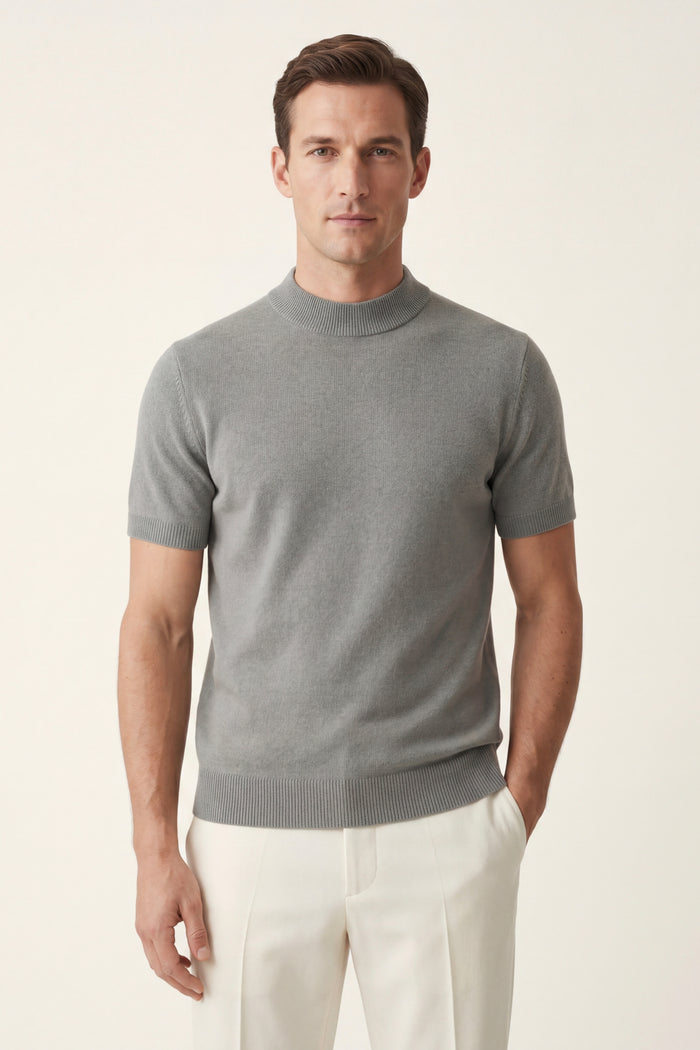 Aurelio Cashmere Knit Tee Ash Grey