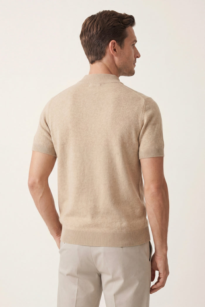 Aurelio Cashmere Knit Tee Beige