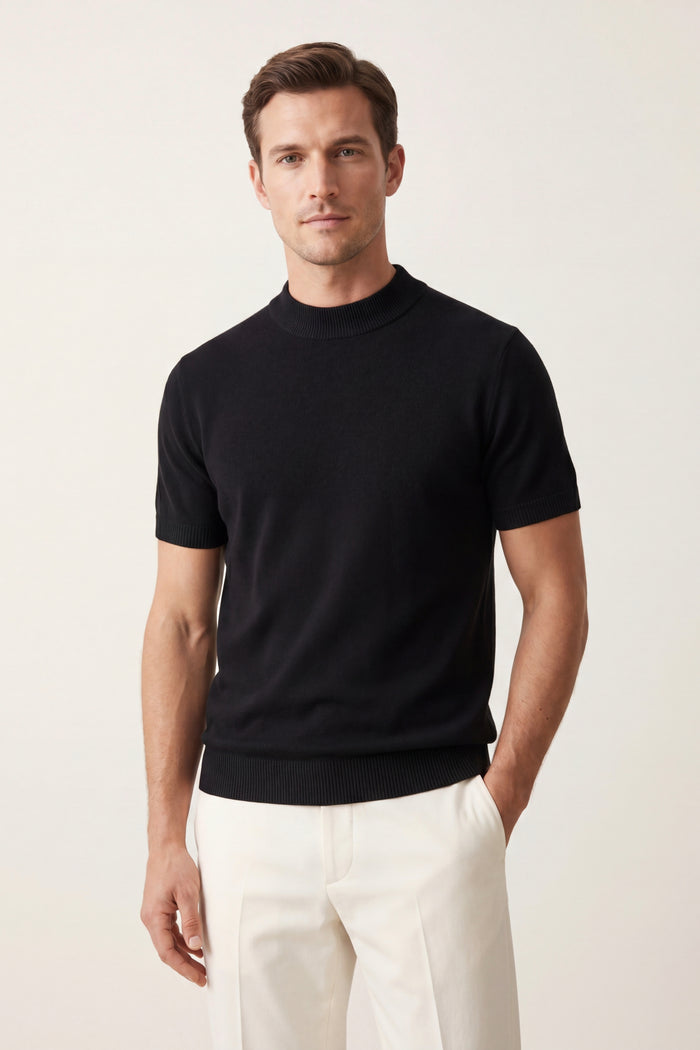 Aurelio Cashmere Knit Tee Black