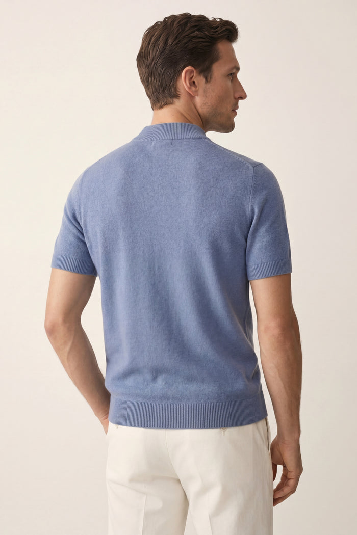 Aurelio Cashmere Knit Tee Blue