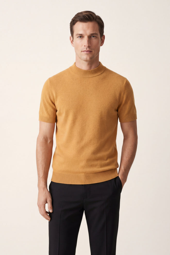 Aurelio Cashmere Knit Tee Camel
