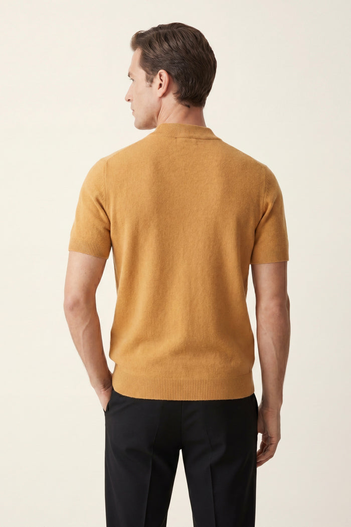 Aurelio Cashmere Knit Tee Camel