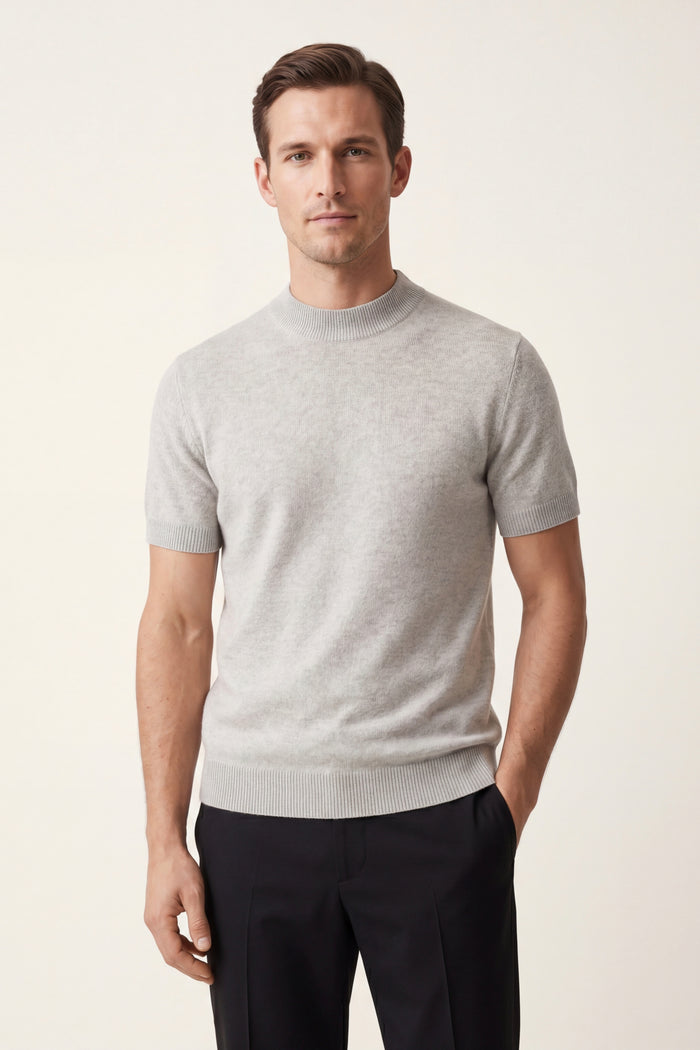 Aurelio Cashmere Knit Tee Grey