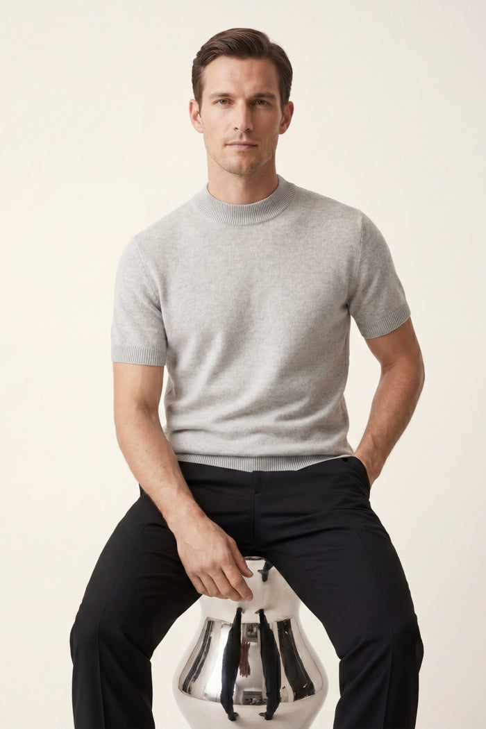 Aurelio Cashmere Knit Tee Grey