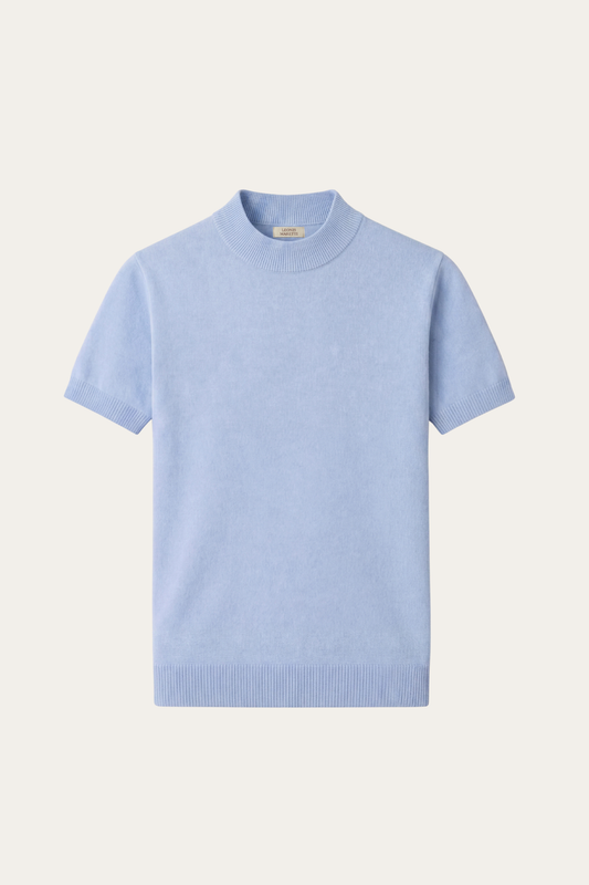 Aurelio Cashmere Knit Tee Light Blue