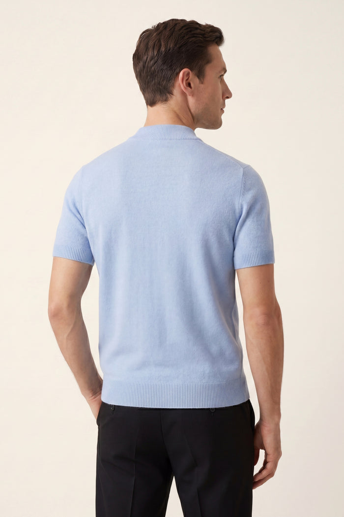 Aurelio Cashmere Knit Tee Light Blue