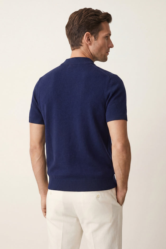 Aurelio Cashmere Knit Tee Navy