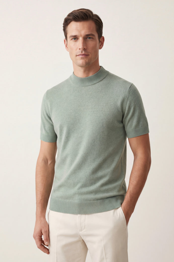 Aurelio Cashmere Knit Tee Sage Green