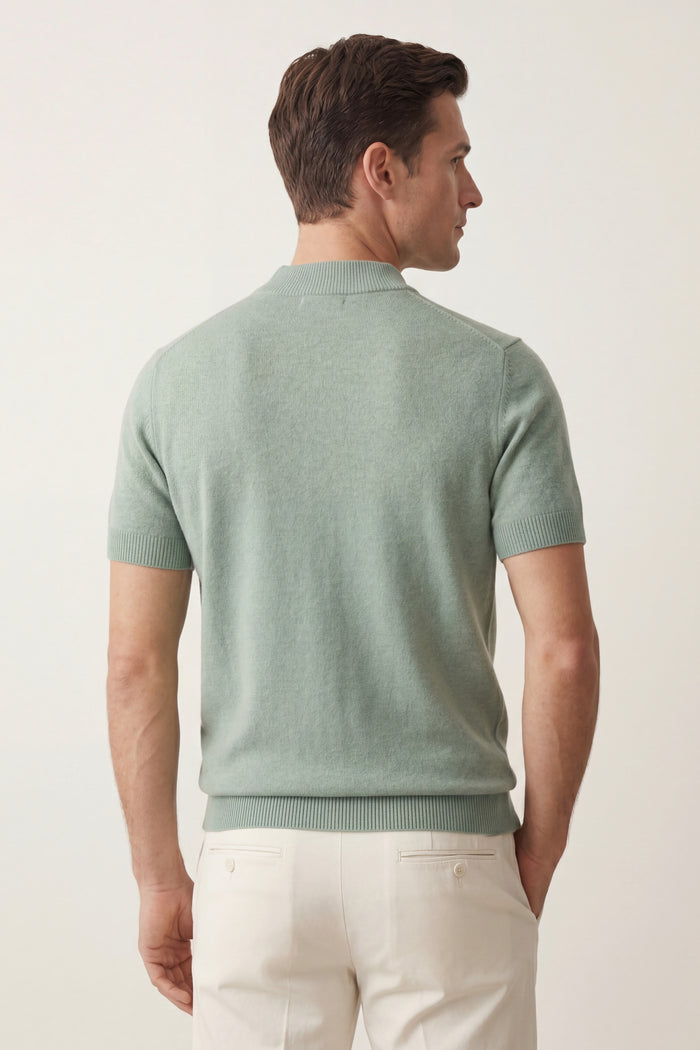 Aurelio Cashmere Knit Tee Sage Green