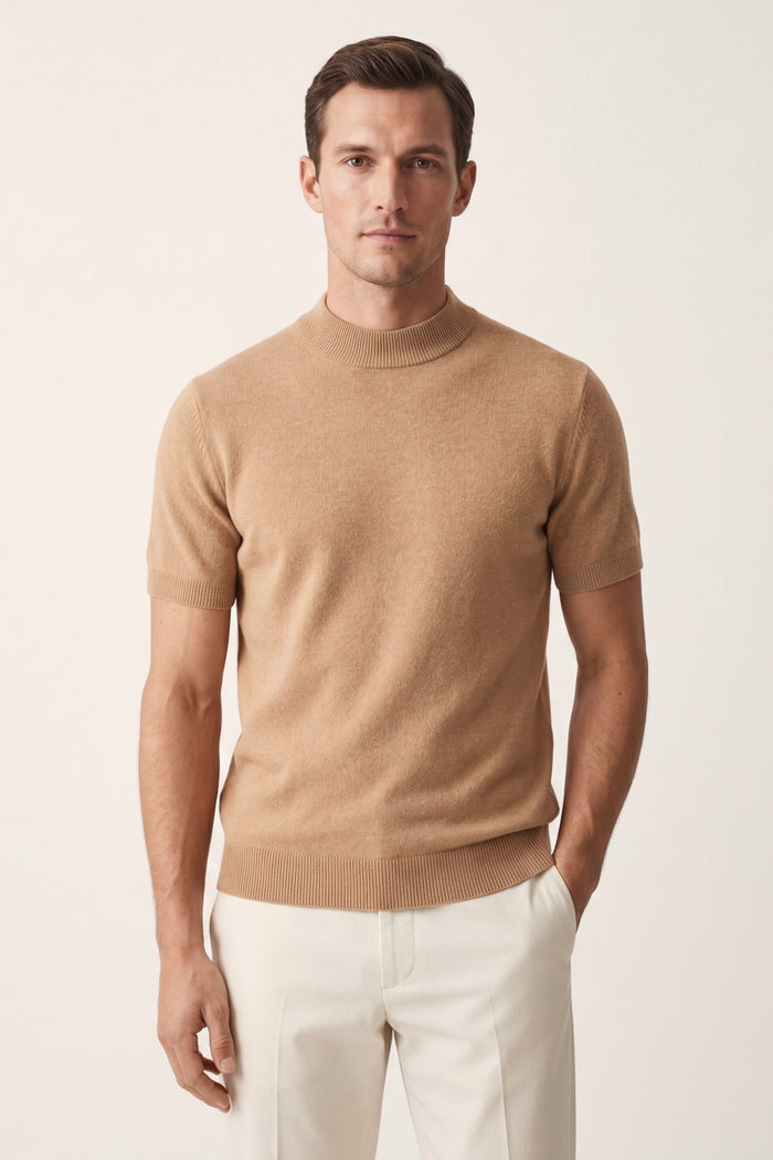 Aurelio Cashmere Knit Tee Sand
