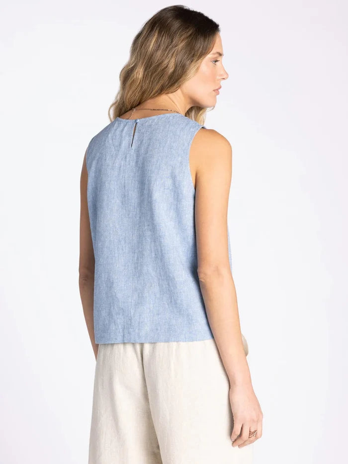 Azure Linen-Blend Tank