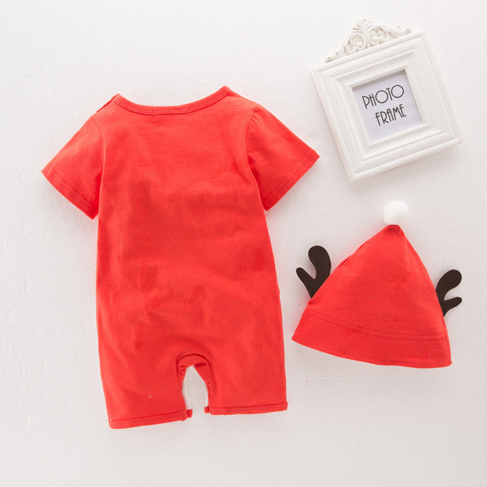 Baby Clothing for New Year and Christmas - red bodysuit and festive hat for babies.