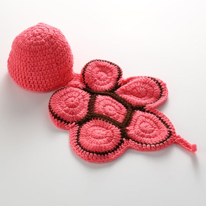 Baby Hundred Sunshine Clothing Photography Props - adorable pink crochet hat and prop set for baby photoshoots