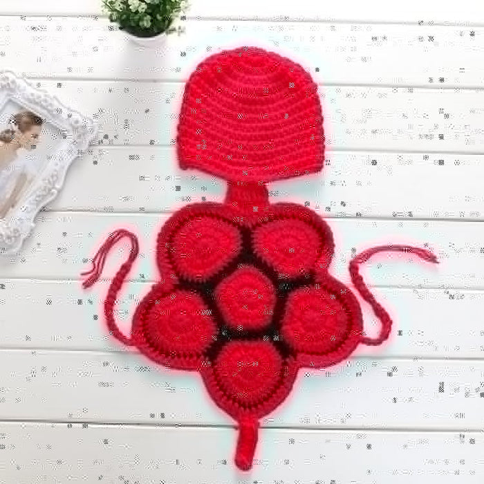 Baby Hundred Sunshine Clothing Photography Props in bright red crochet design, perfect for adorable baby photoshoots.