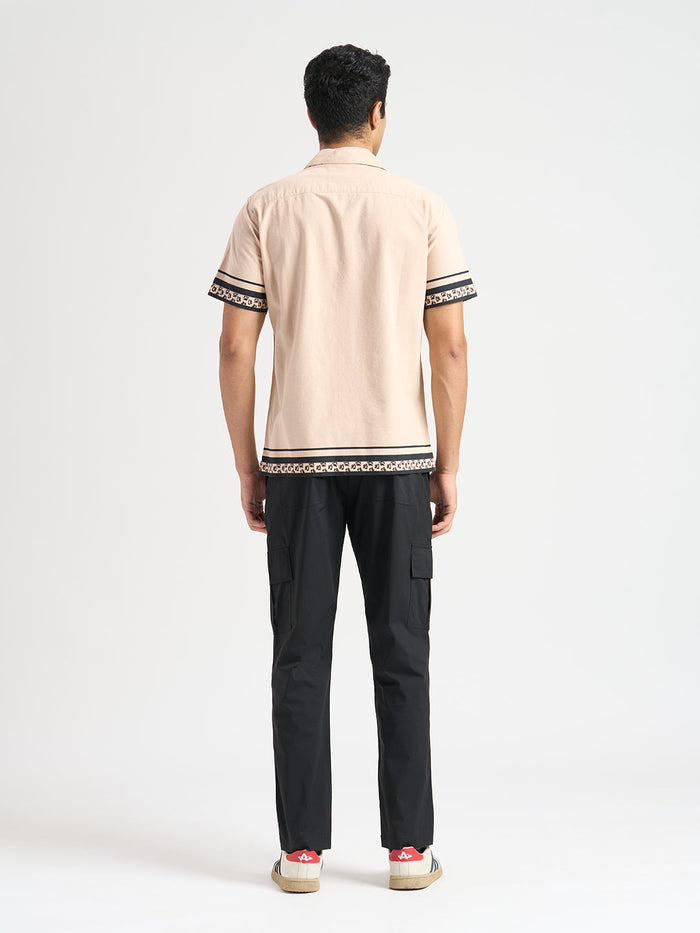 Beige Cotton Printed Shirt