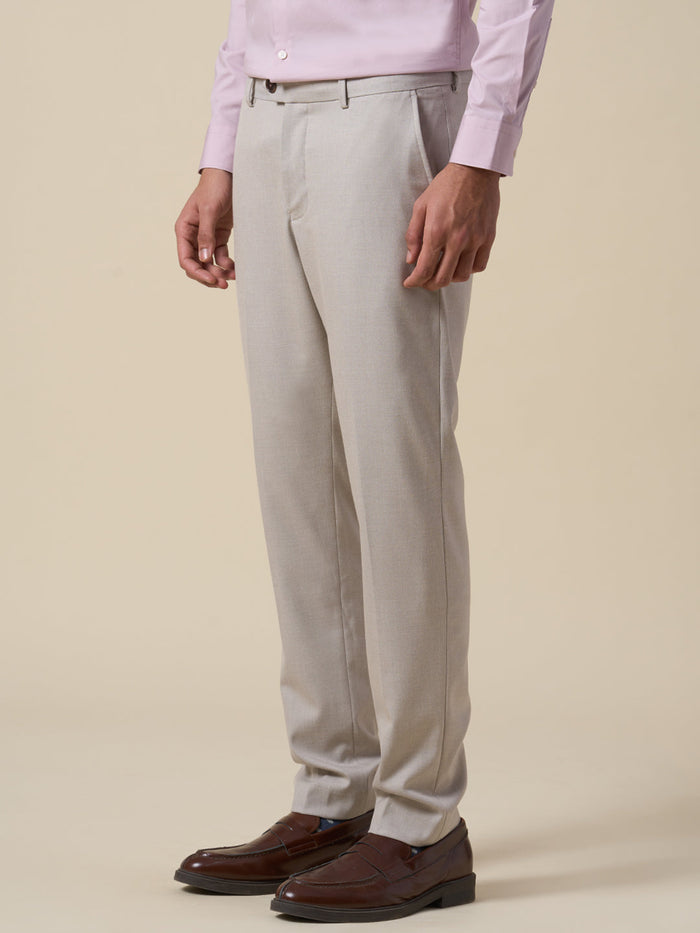 Beige Slim Fit Suit-Set Trousers