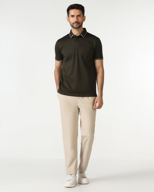 Beige Solid Khakis - Taurus