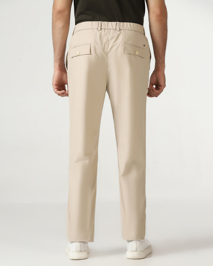 Beige Solid Khakis - Taurus