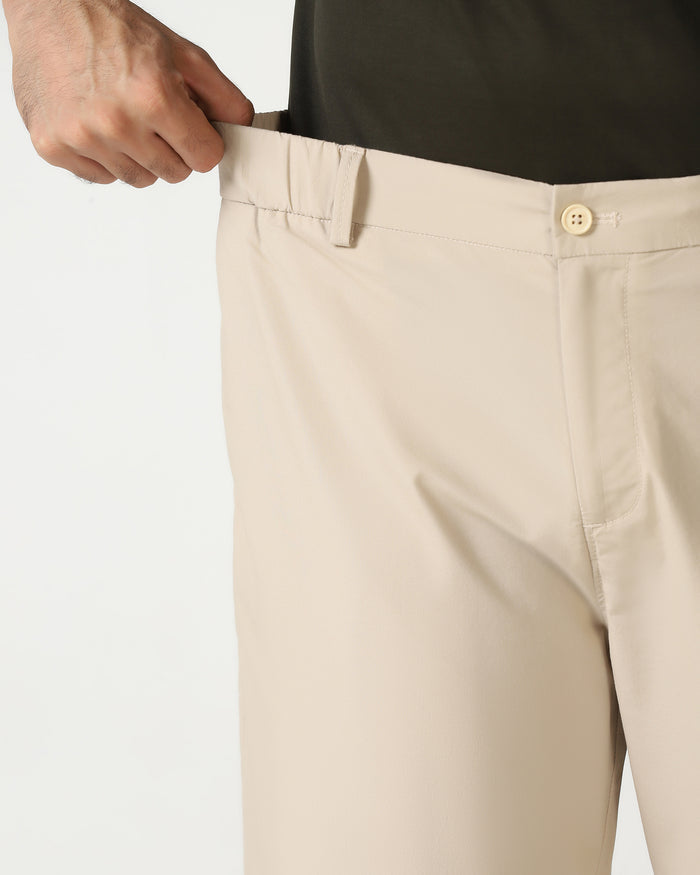 Beige Solid Khakis - Taurus
