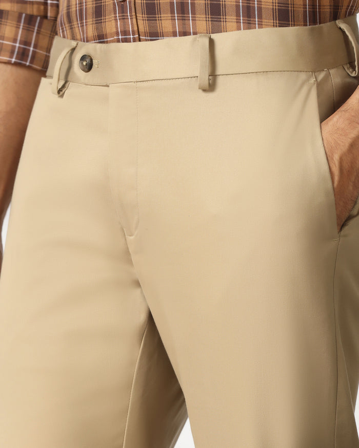 Beige Solid Khakis - Thale