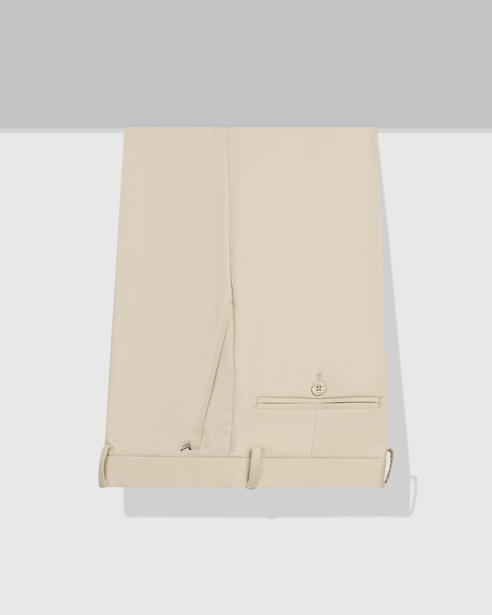 Beige Solid Trouser - Roku