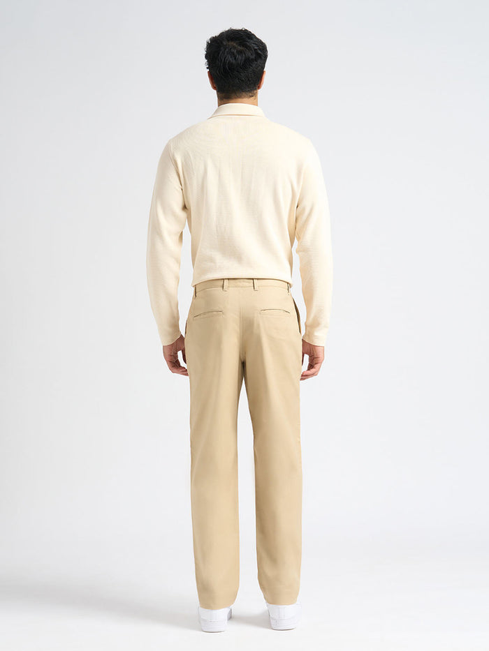 Beige Straight Fit Chinos