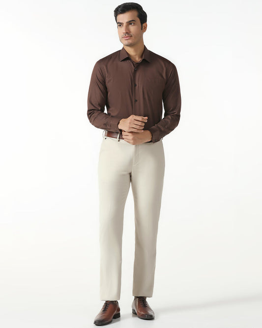 Beige Technowaist Textured Trouser - Hennessy