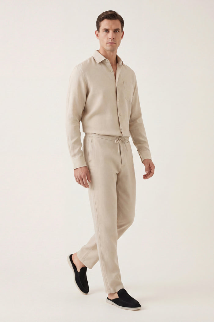 Bellagio Linen Set Long Sleeve Beige